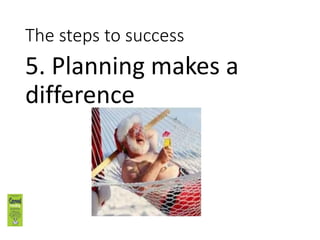 The steps to success
4. It’s your life – so time
it right
 