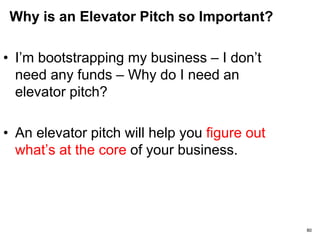 80
THE ELEVATOR PITCH
 