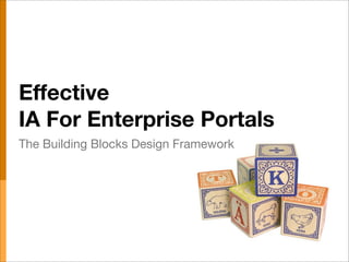 Effective
IA For Enterprise Portals
The Building Blocks Design Framework
 