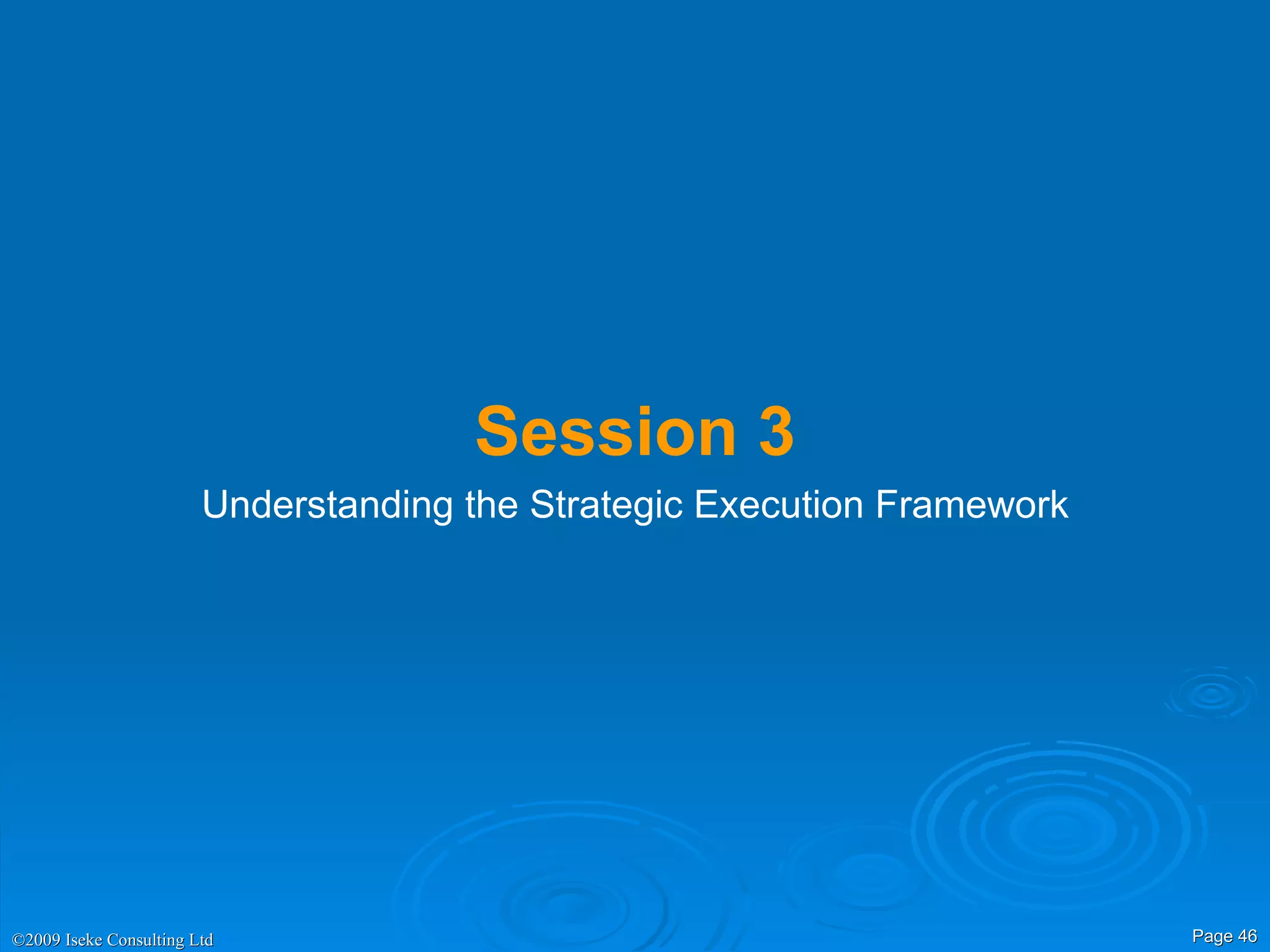 Session 3 Understanding the Strategic Execution Framework 