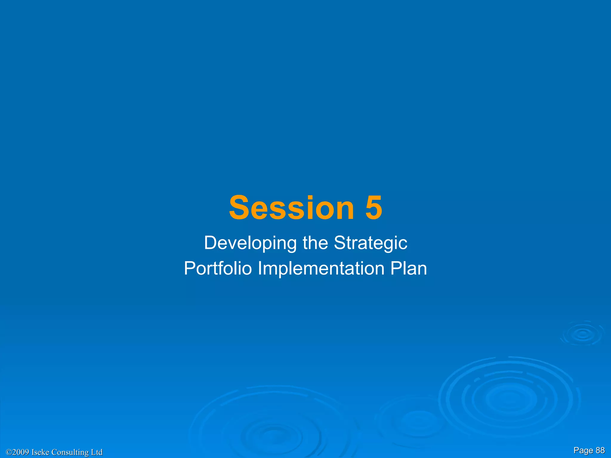 Session 5 Developing the Strategic Portfolio Implementation Plan 