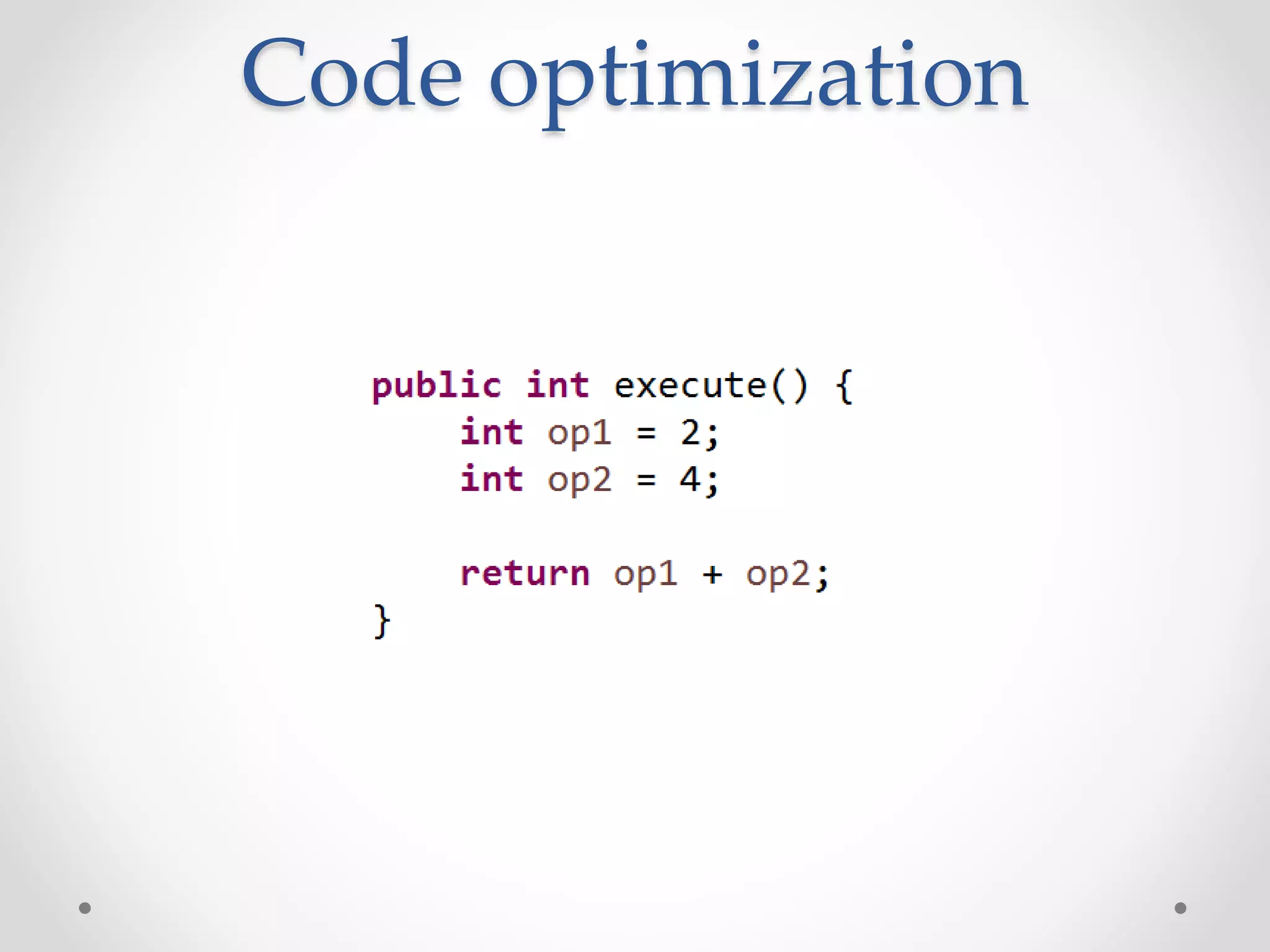 Code optimization 