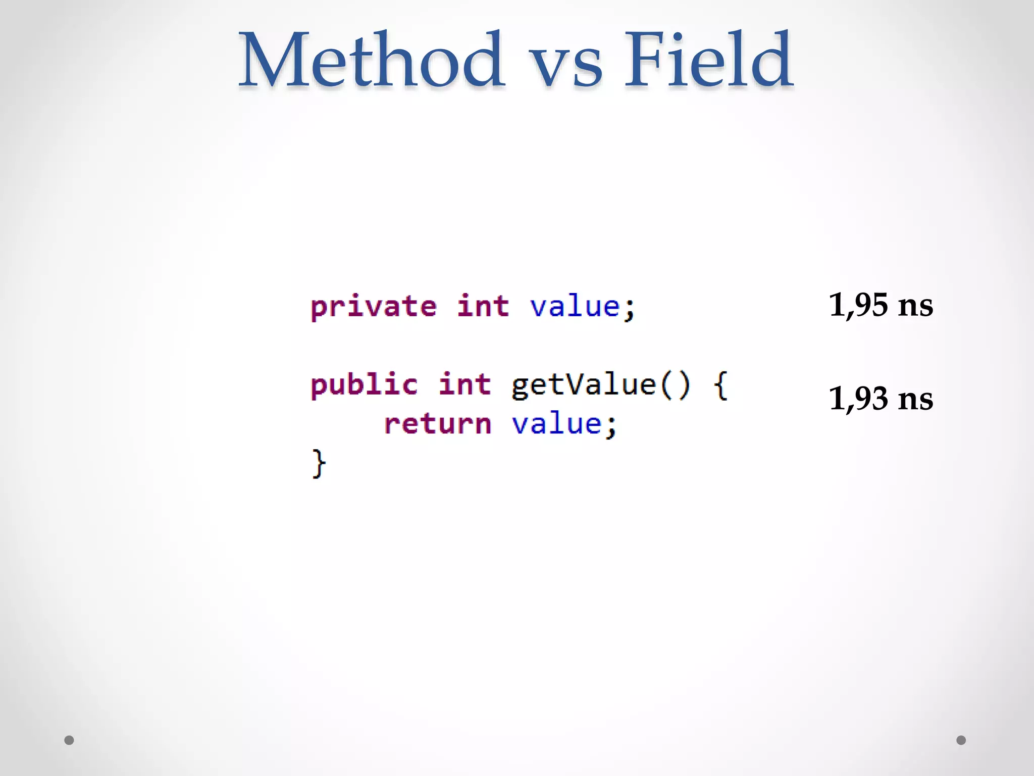 Method vs Field 1,95 ns 1,93 ns 