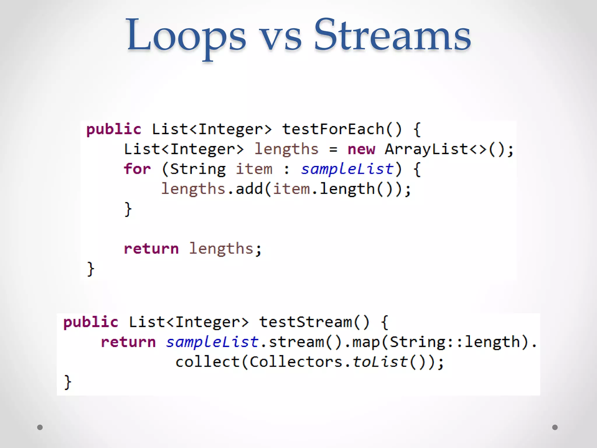 Loops vs Streams 