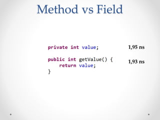 Method vs Field
1,95 ns
1,93 ns
 