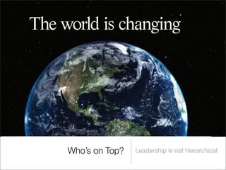 A snapshot of changing
    The world is
the business at
the beginning
        Concept 2
of 2008...


   Oceania 2009

                  Who’s on Top?   Leadership is not hierarchical13
 