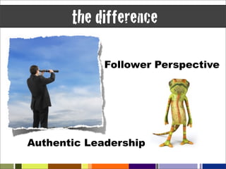 the difference

             Follower Perspective




Authentic Leadership
 