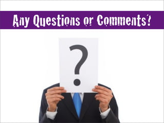 Any Questions or Comments?
 