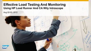 Effective Load Testing And Monitoring
Using HP Load Runner And CA Wily Introscope
Aug 02-03, 2012
 