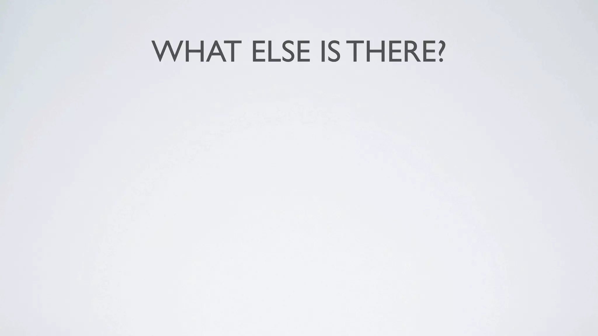 WHAT ELSE IS THERE?
 