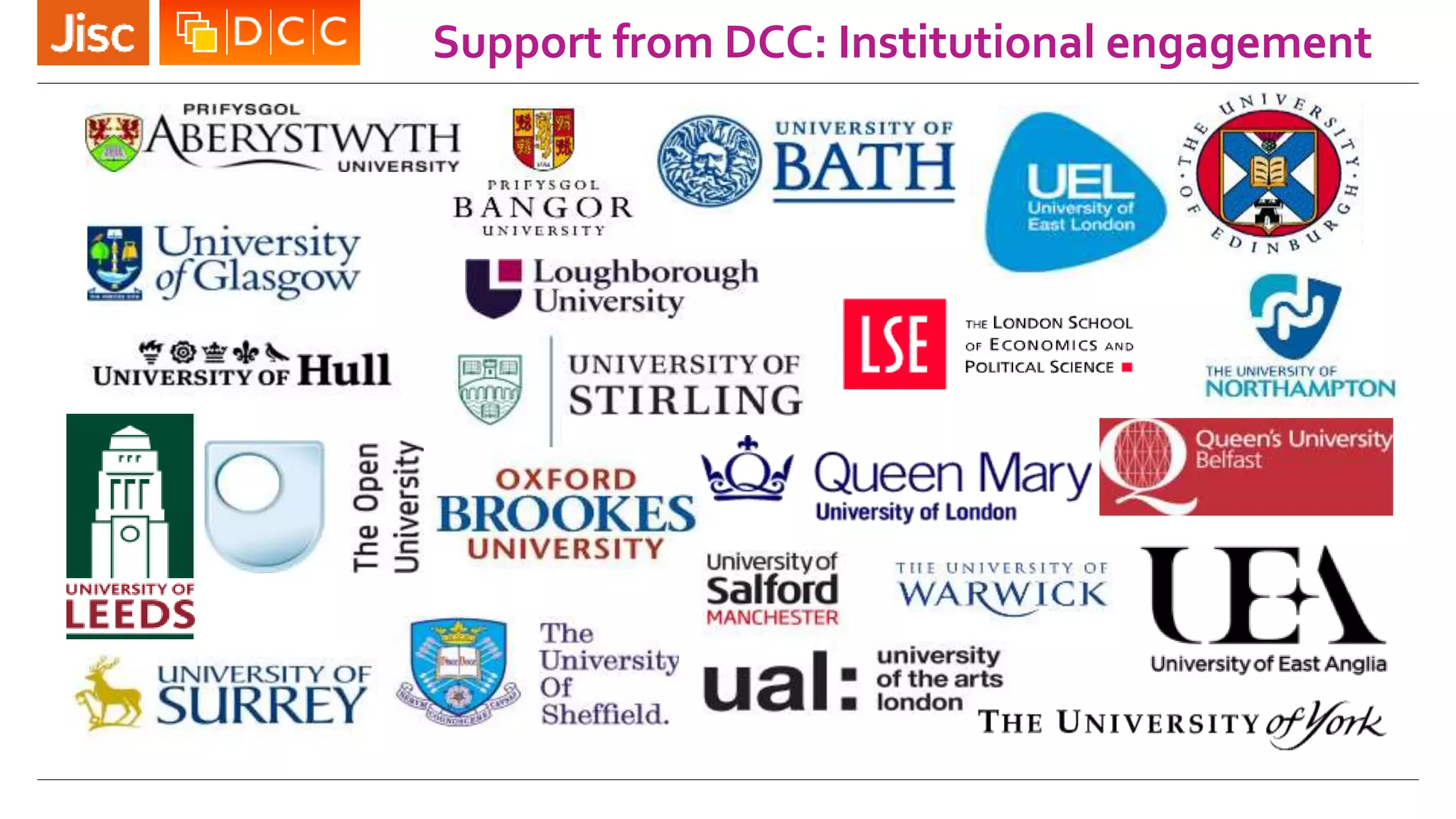 Support from DCC: Institutional engagement
 