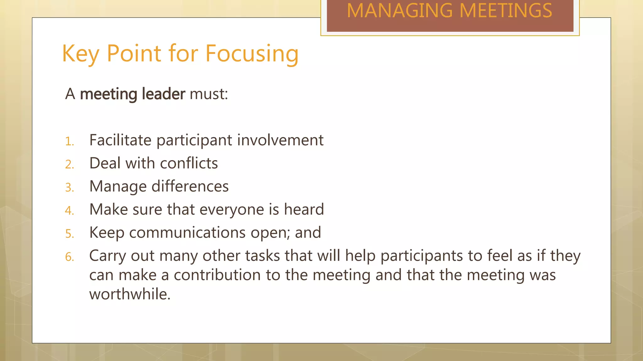 Effective Meeting Management | PPTX