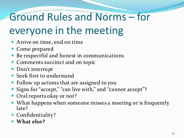 Ground Rules For Group Meetings 107