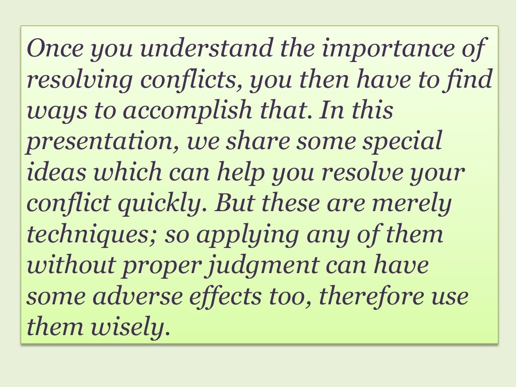 Effective Methods Of Conflict Resolution