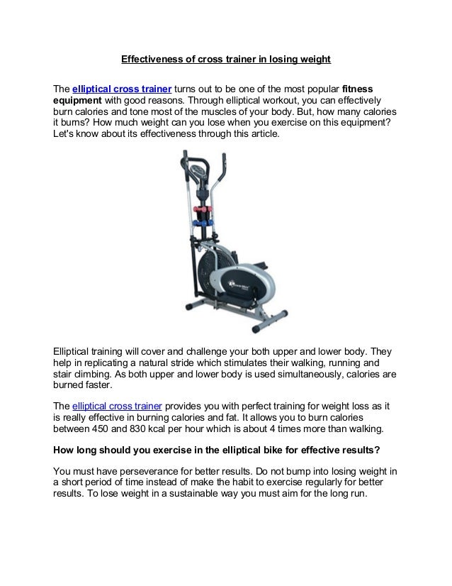 Effectiveness of cross trainer in losing weight