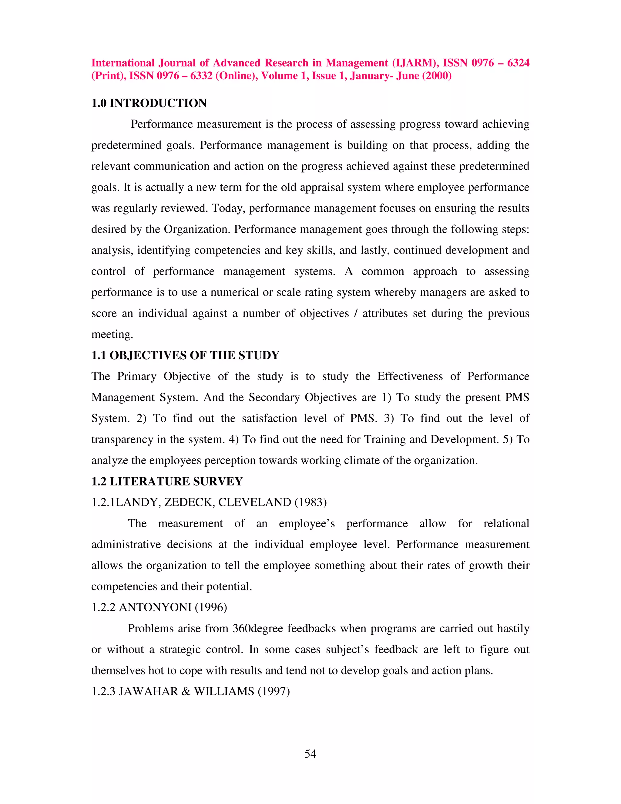 Effectiveness of performance management system | PDF