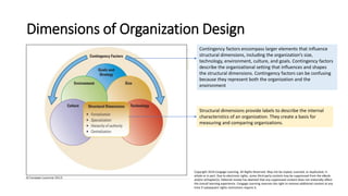 Dimensions of Organization Design
Structural dimensions provide labels to describe the internal
characteristics of an orga...