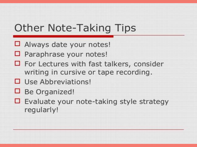 Note taking Process and Techniques | PPT | Education