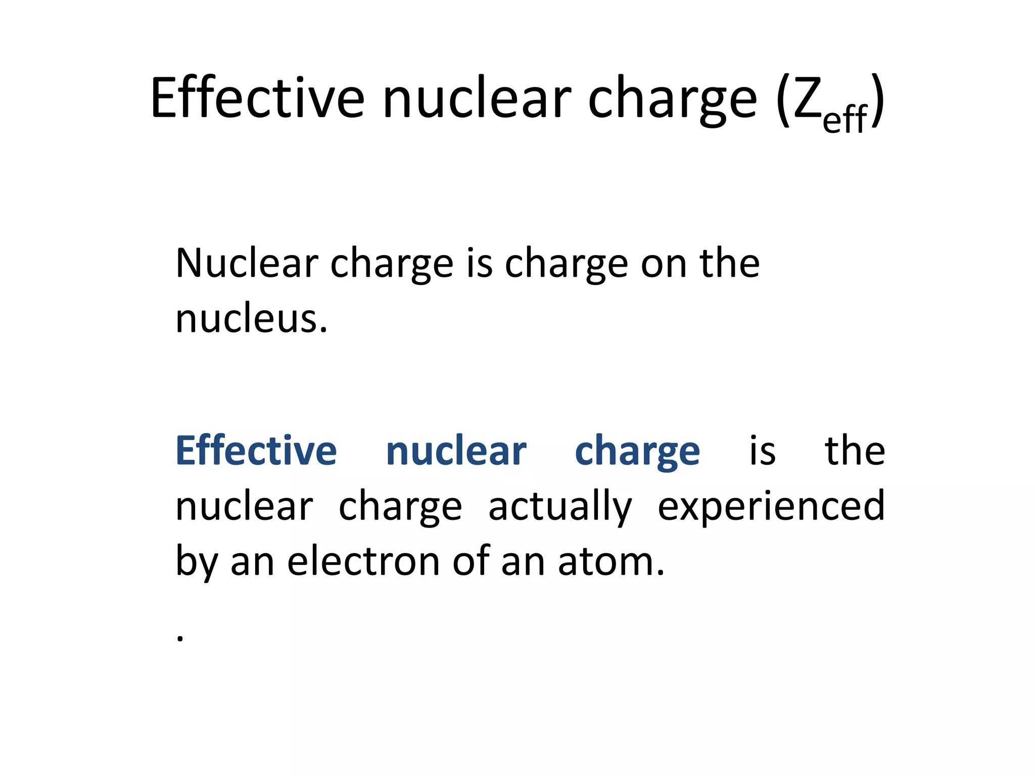 Effective nuclear charge PPT