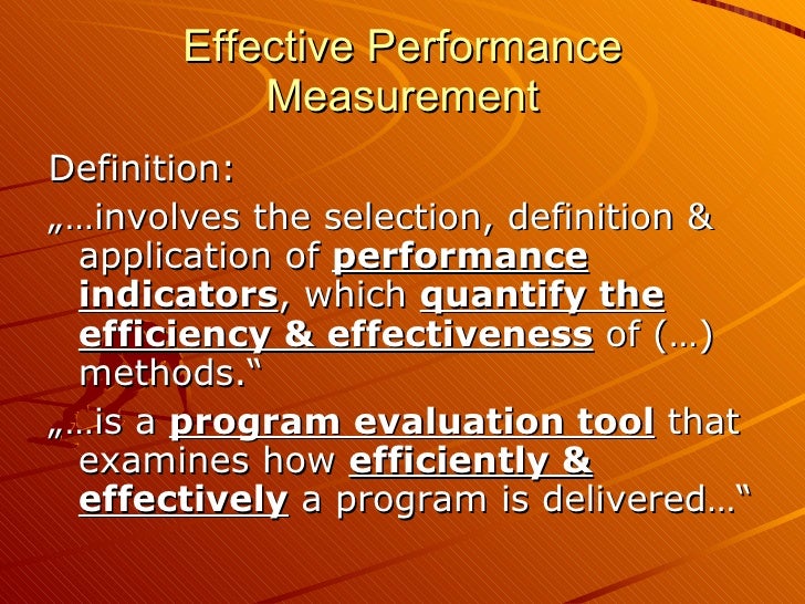Effective Performance Measures