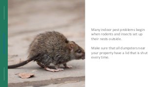 https://wekillweeds.com/
Many indoor pest problems begin
when rodents and insects set up
their nests outside.
Make sure th...