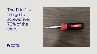 The 11-in-1 is
the go-to
screwdriver
70% of the
time.
 
