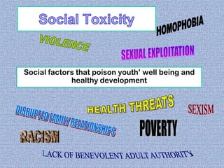 Social factors that poison youth’ well being and
healthy development

 