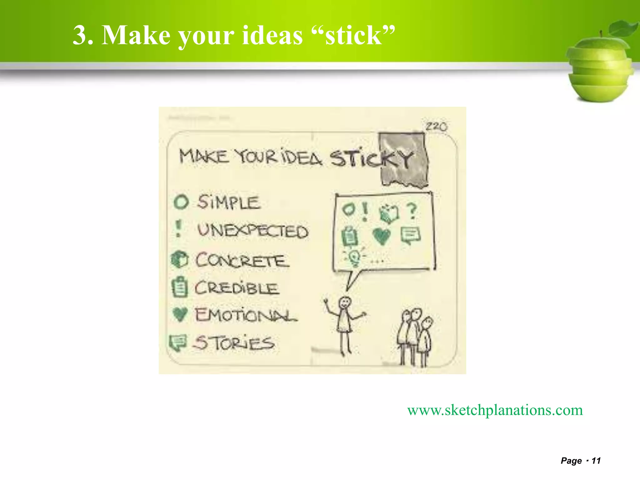 3. Make your ideas “stick”
Page 11
www.sketchplanations.com
 