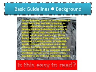 Basic Guidelines  Background
 