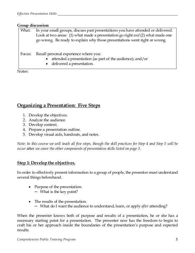 effective presentation skills course outline training presentation outline