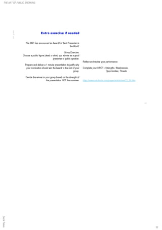 52
THE ART OF PUBLIC SPEAKINGQuickTakes
 