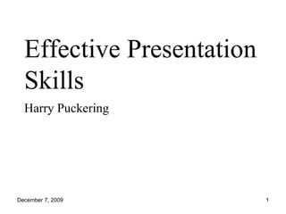 Effective Presentation Skills Harry Puckering 
