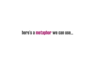 here’s a metaphor we can use…
 