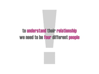 to understand their relationship
we need to be four different people
 
