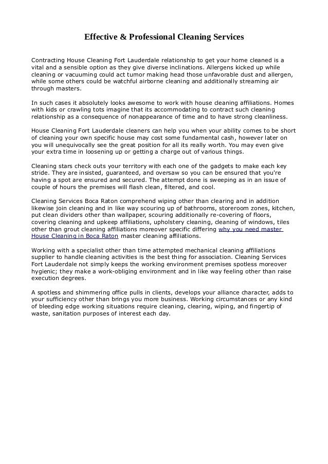 contracts for house cleaning services