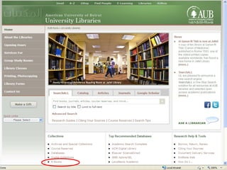 Books (Print and Electronic),
Theses, Projects, Videos

Encyclopedias (Access Science,
McGraw-Hill Encyclopaedia of Science
and Technology )

AUBCAT
American Society of Mechanical Engineers (ASME) eBooks
Knovel Engineering Library
CRC Sci-TECHnetBASE
Ebrary , Springer eBooks
Elsevier eBooks
 