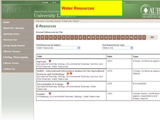 Water Resources
 