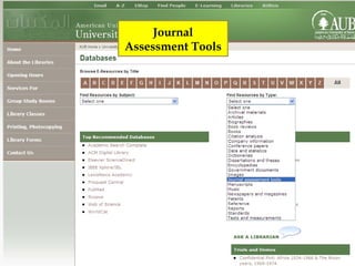 Journal
Assessment Tools
 