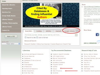Cited By
   Databases &
finding Influential
     Authors
 