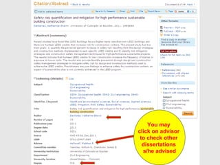 You may
click on advisor
 to check other
  dissertations
  s/he advised
 