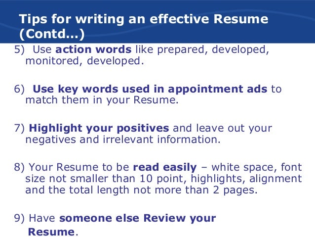 tips for an effective resumes