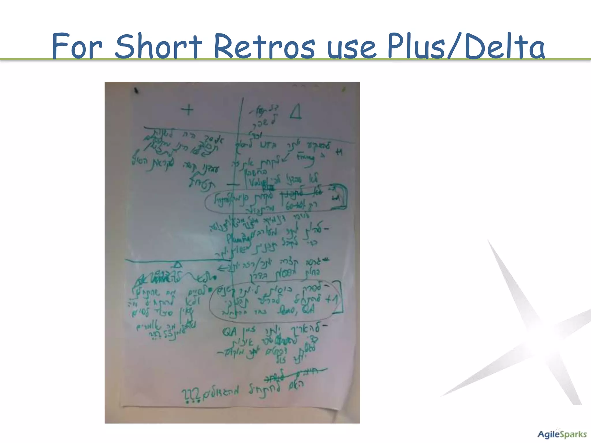 For Short Retros use Plus/Delta
 