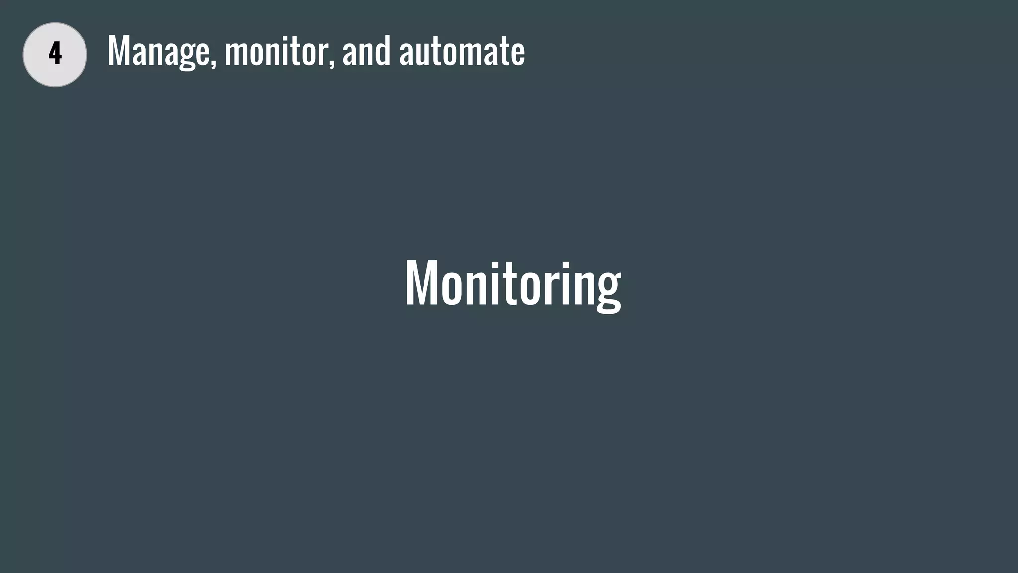 Monitoring
4 Manage, monitor, and automate
 