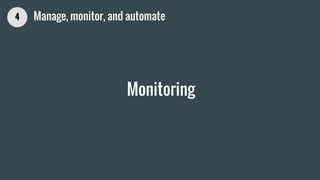 Monitoring
4 Manage, monitor, and automate
 