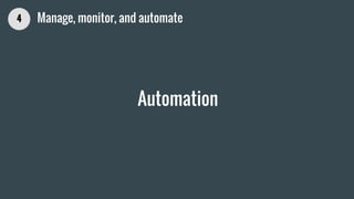 Automation
4 Manage, monitor, and automate
 