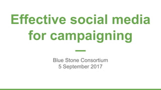 Effective social media
for campaigning
Blue Stone Consortium
5 September 2017
 