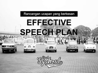 EFFECTIVE
SPEECH PLAN
Rancangan ucapan yang berkesan
 