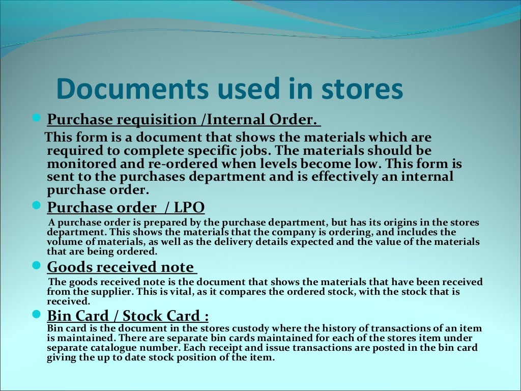 Effective store keeping and successful inventory control.2