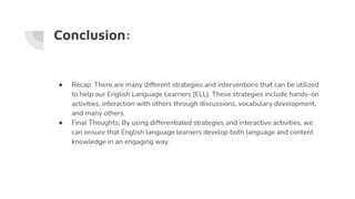 Effective Strategies for Supporting English Language Learners in the ...