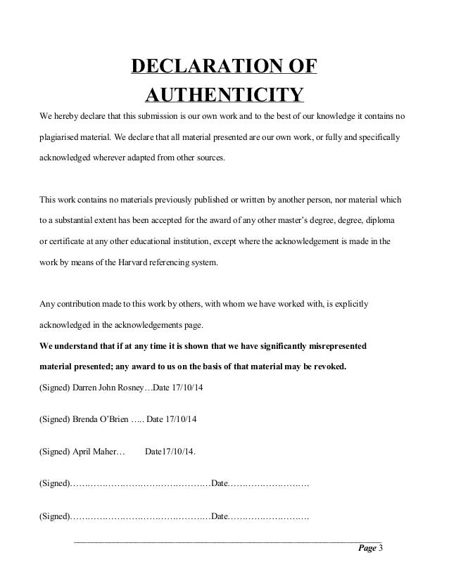 Declaration of authenticity master thesis